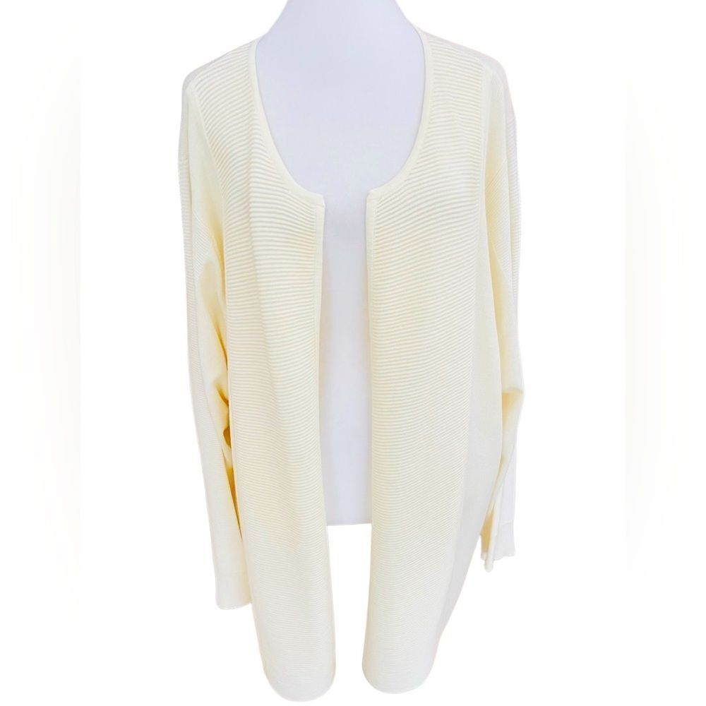 Chelsea & Theodore Woman Cream Open Front Ribbed Cardigan size 3X